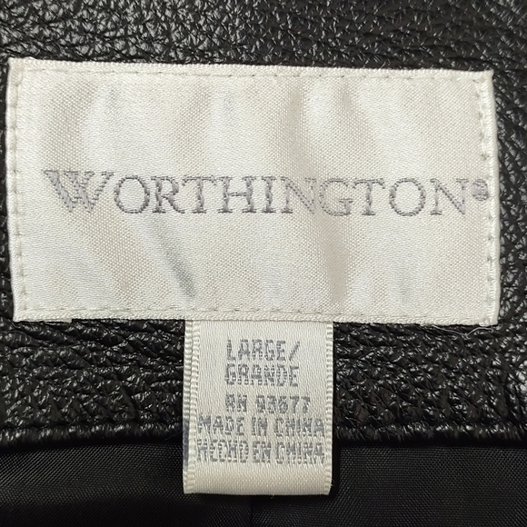 Worthington Women's Black Genuine Leather Jacket Size L - Picture 9 of 12